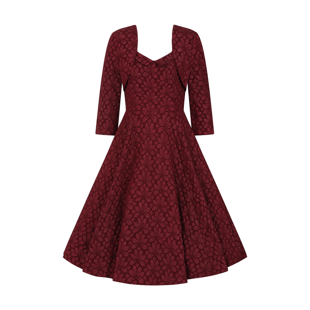 Burgundy Wine Twin Set Swing Dress With Matching Bolero
